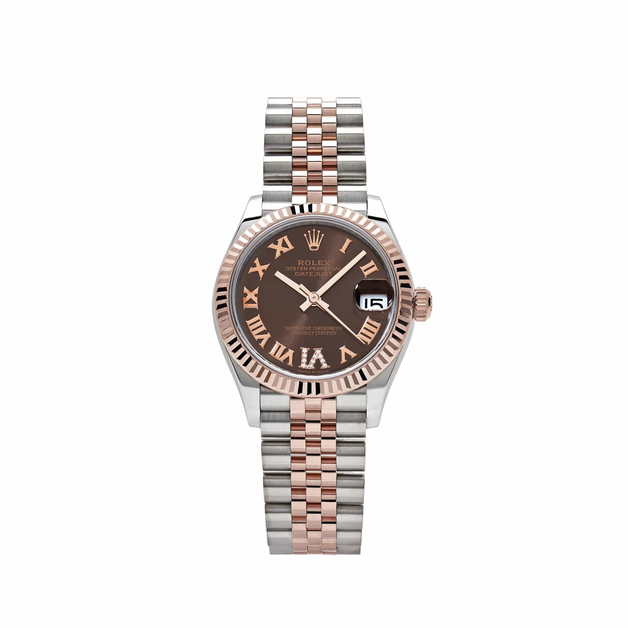 rolex-datejust-278271-rose-gold-stainless-steel-roman-chocolate-dial-jubilee-2021-rolex-42138602569972.jpg Rolex Datejust 31 278271 'Ladies' Rose Gold Stainless Steel Roman Chocolate Dial Jubilee (2024) - Image 1