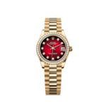 Rolex Datejust 31 278288RBR 'Ladies' Yellow Gold Red Ombre Dial Diamond Bezel (2025)