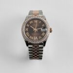 Rolex Datejust 31 278381RBR 'Ladies' Stainless Steel Rose Gold Brown Roman Numerals Diamond Dial Diamond Bezel Jubilee - Image 2