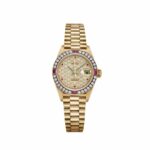Rolex Datejust 79068 'Ladies' Yellow Gold Diamond Ruby Dial and Bezel (1995)
