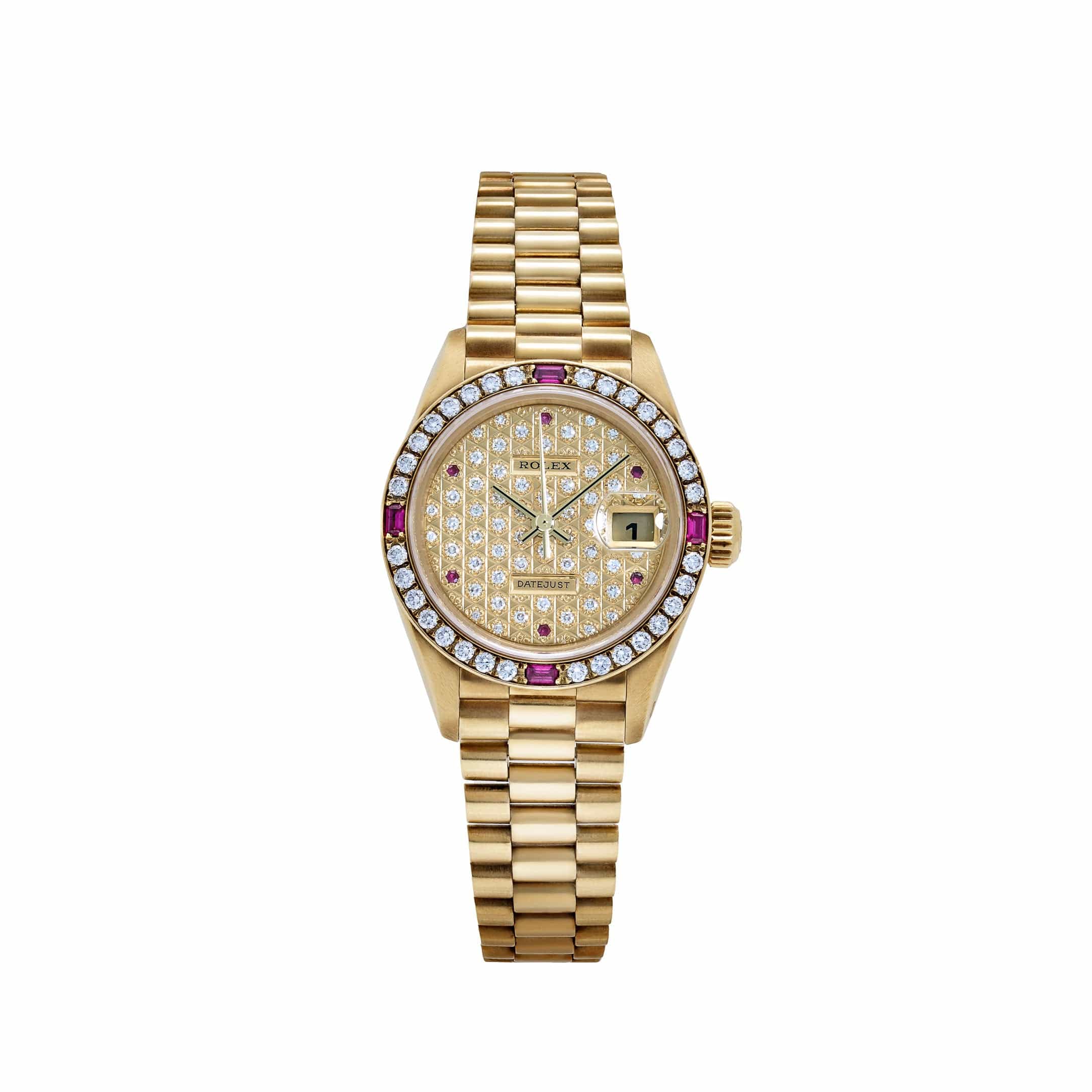 rolex-datejust-79068-ladies-yellow-gold-diamond-ruby-dial-and-bezel-rolex-1209705739.jpg Rolex Datejust 79068 'Ladies' Yellow Gold Diamond Ruby Dial and Bezel (1995) - Image 1