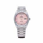 Rolex Day-Date 36 128396TBR Platinum Pink Opal Diamond Roman Numerals Dial Diamond Bezel