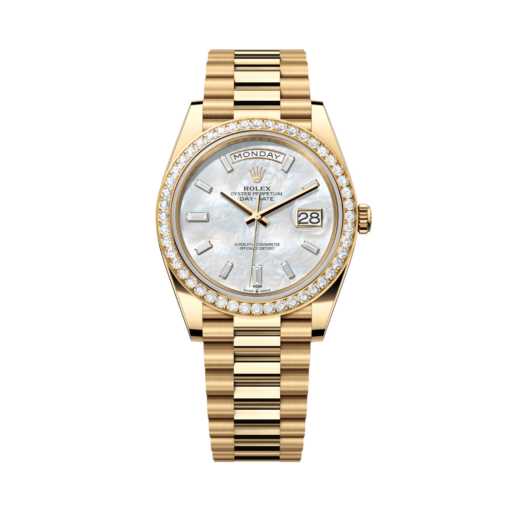 rolex-day-date-228348rbr-yellow-gold-diamond-bezel-baguette-mother-of-pearl-dial-rolex-43542510043380.png Rolex Day-Date 40 228348RBR Yellow Gold Diamond Bezel Baguette Mother of Pearl Dial - Image 1