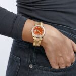 Rolex Day-Date 36 128398TBR Yellow Gold Carnelian Diamond Roman Numerals Dial Diamond Bezel - Image 3