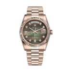 Rolex Day-Date 36 118235F Rose Gold Black Mother of Pearl Diamond Dial