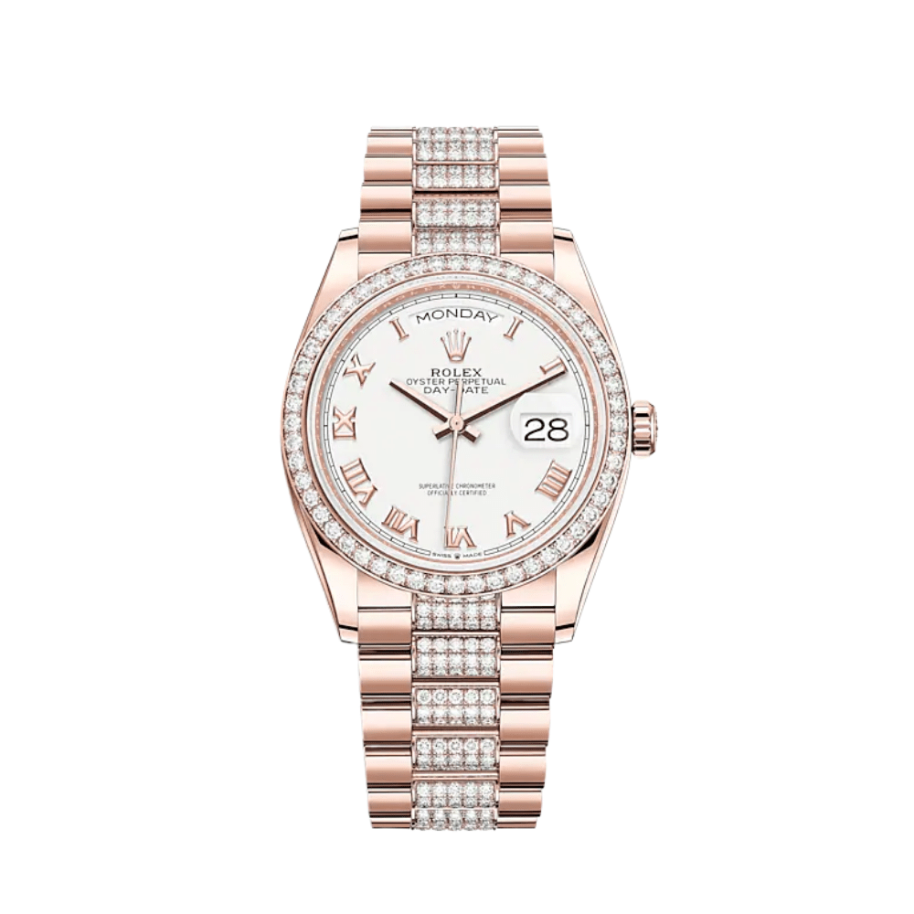 rolex-day-date-36-rose-gold-diamond-bezel-white-dial-128345rbr-rolex-40267353456884.png Rolex Day-Date 36 128345RBR Rose Gold Diamond Bezel White Dial - Image 1