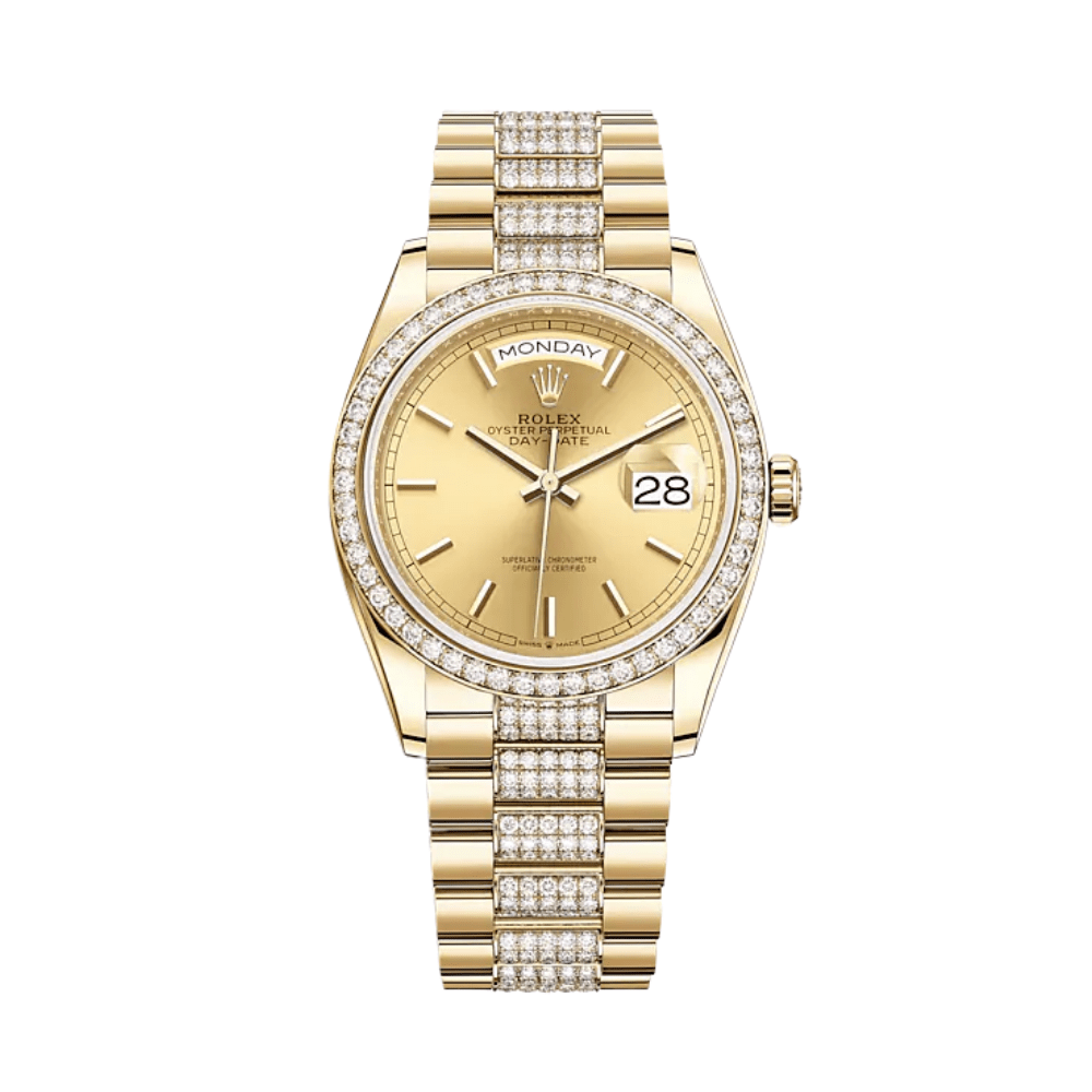 rolex-day-date-36-yellow-gold-diamond-bezel-champagne-dial-128348rbr-rolex-40267430723828.png Rolex Day-Date 36 128348RBR Yellow Gold Diamond Bezel Champagne Dial - Image 1