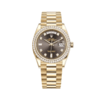 Rolex Day-Date 36 128348RBR Yellow Gold Diamond Bezel Grey Diamond Dial