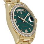 Rolex Day-Date 36 128348RBR Yellow Gold Green Malachite Dial Diamond Bezel - Image 3