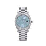 Rolex Day-Date 40 228396TBR Platinum Diamond Bezel Ice Blue Diamond Dial (2017)