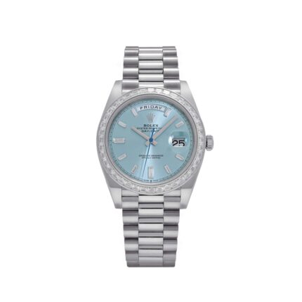 Rolex Day-Date 40 228396TBR Platinum Diamond Bezel Ice Blue Diamond Dial (2017)