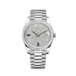 Rolex Day-Date 40 228396TBR Platinum Diamond Bezel Diamond-Paved Sapphire Dial (2024)