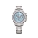 Rolex Daytona 126576TBR Platinum Ice Blue Diamond Dial Diamond Bezel